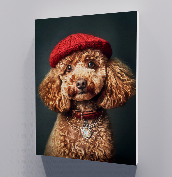 Red Hat Poodle, modern decorative painting, country style decorative painting, living room decorative painting, home decorative painting, hanging painting, wall decorative painting
