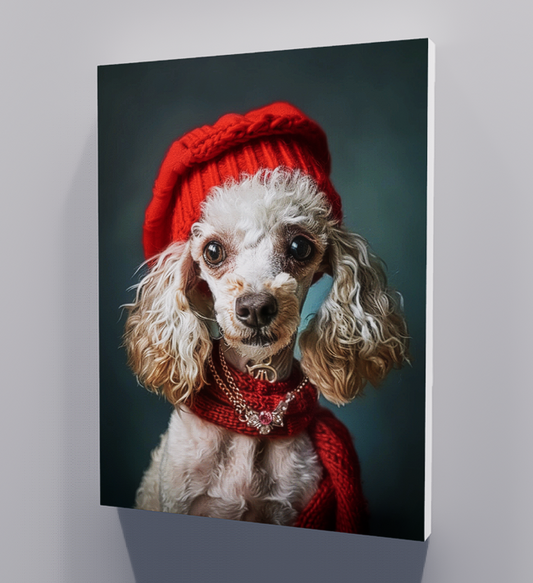 Red hat and dog, modern decorative painting, country style decorative painting, living room decorative painting, home decorative painting, hanging painting, wall decorative painting, children's room decorative painting