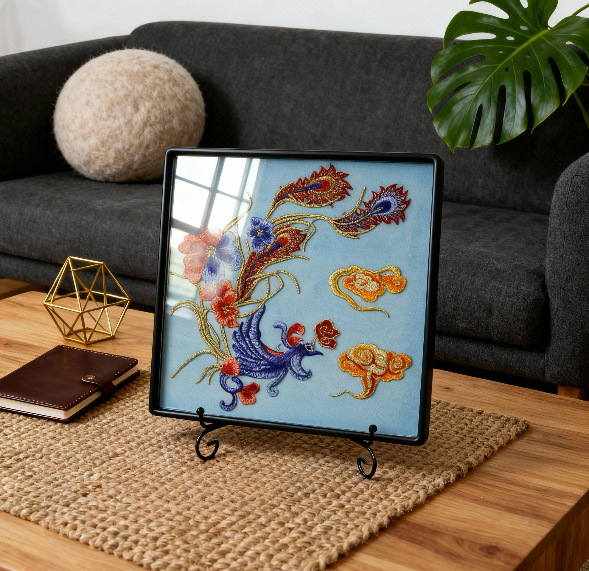 Embroidered tray/decorative painting, gift for grandma