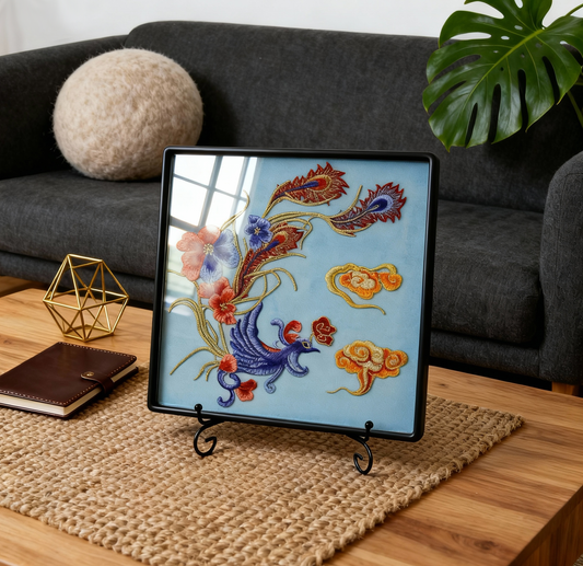 Embroidered tray/decorative painting, gift for grandma