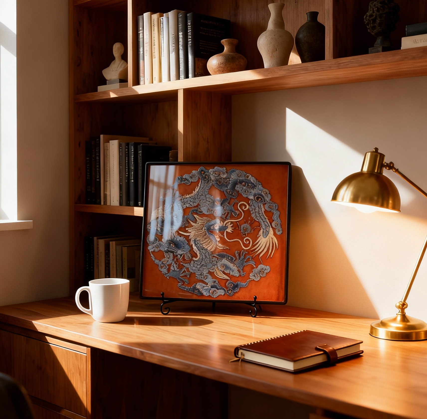 Embroidered tray/decorative painting, gift for wife