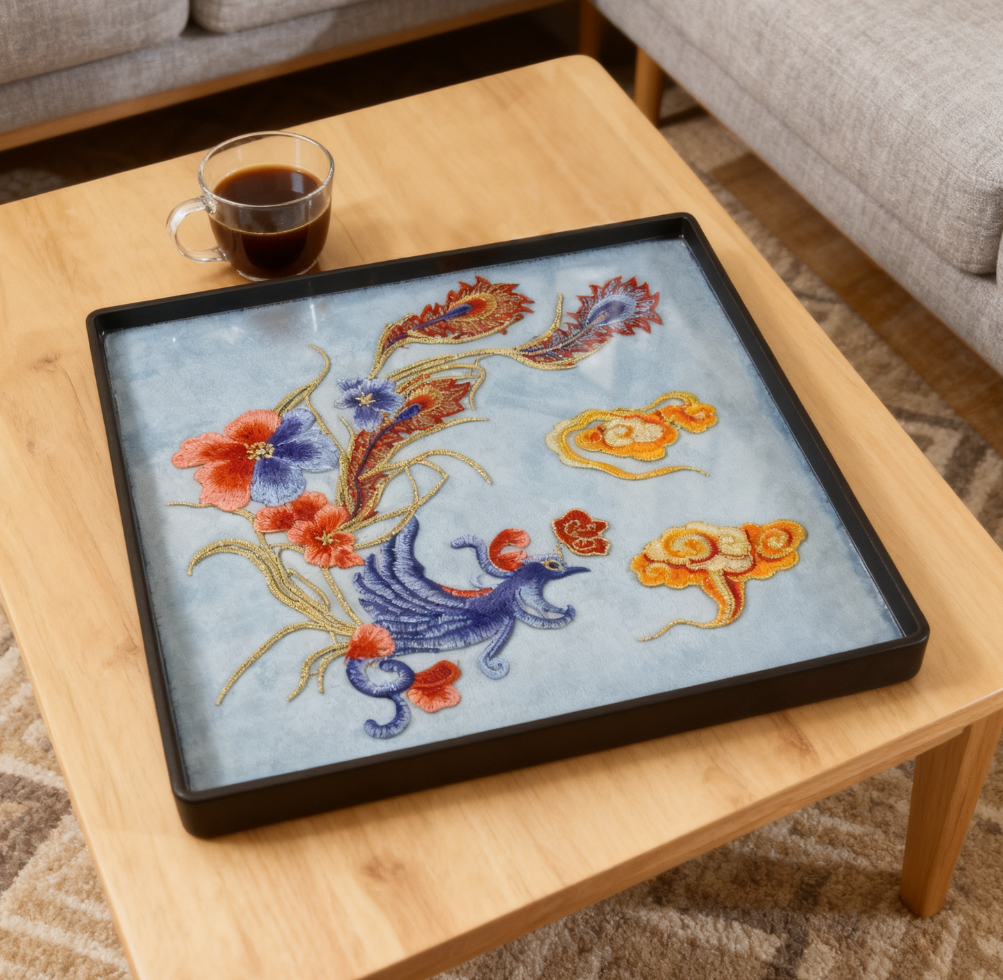 Embroidered tray/decorative painting, gift for grandma