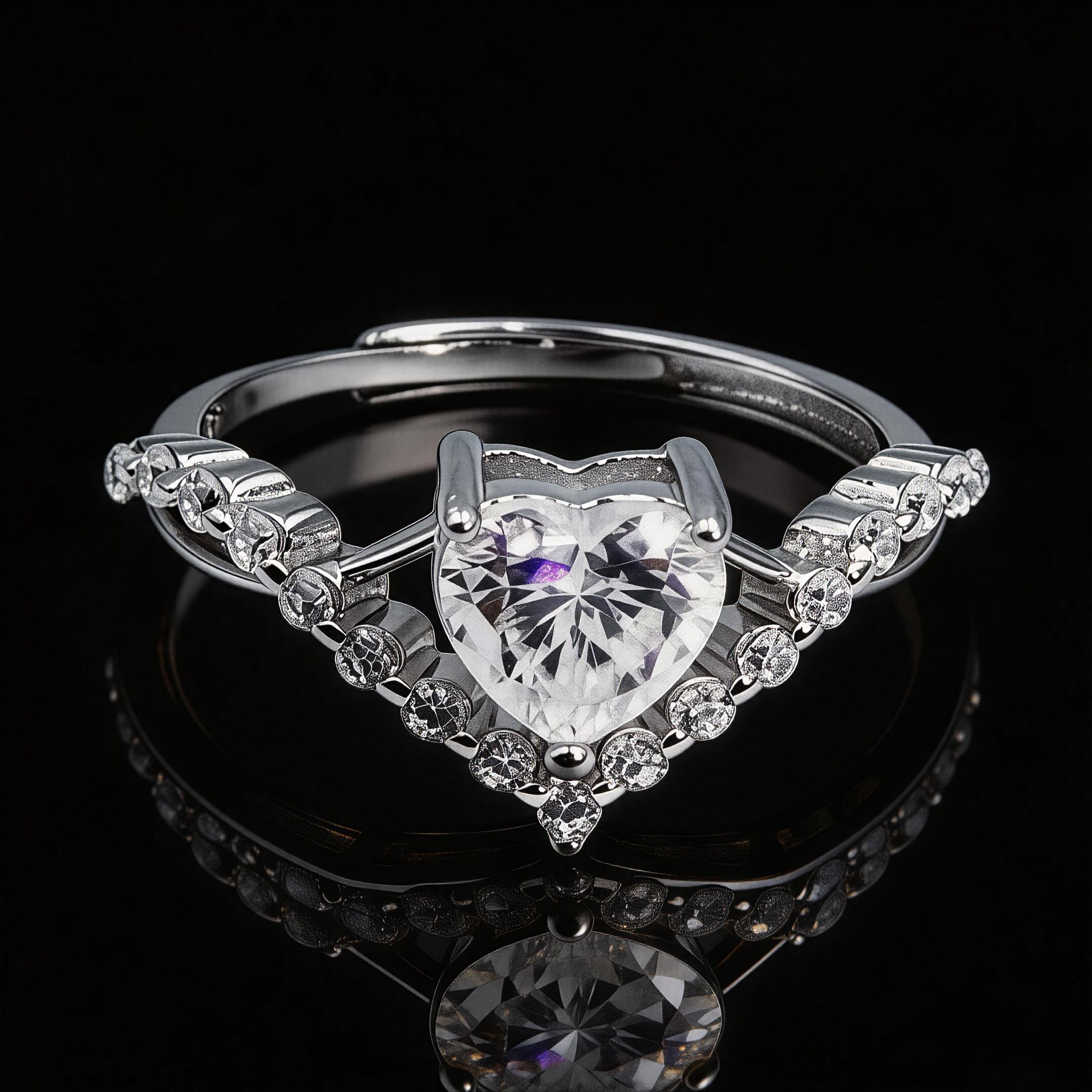 Heart-shaped moissanite engagement ring