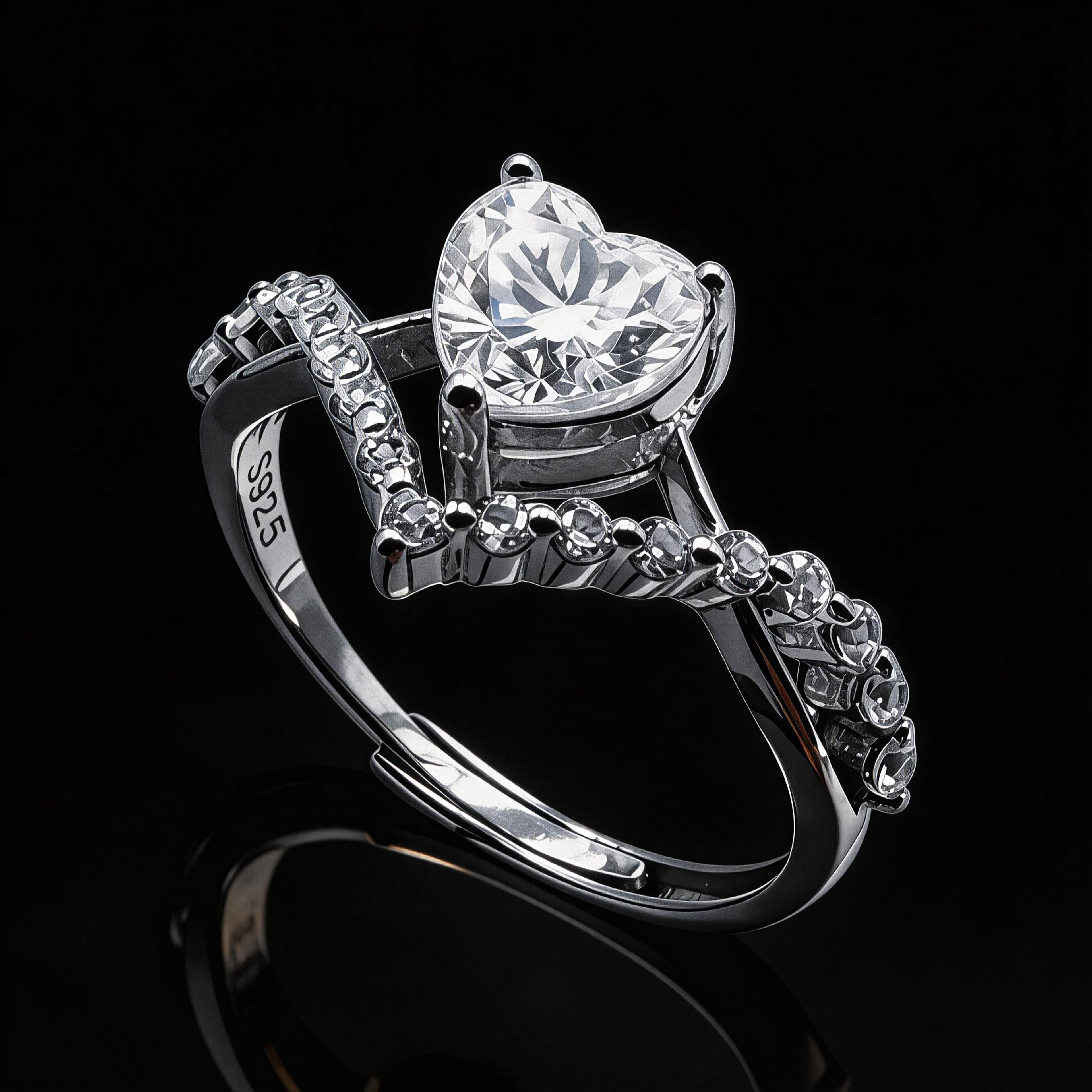 Heart-shaped moissanite engagement ring