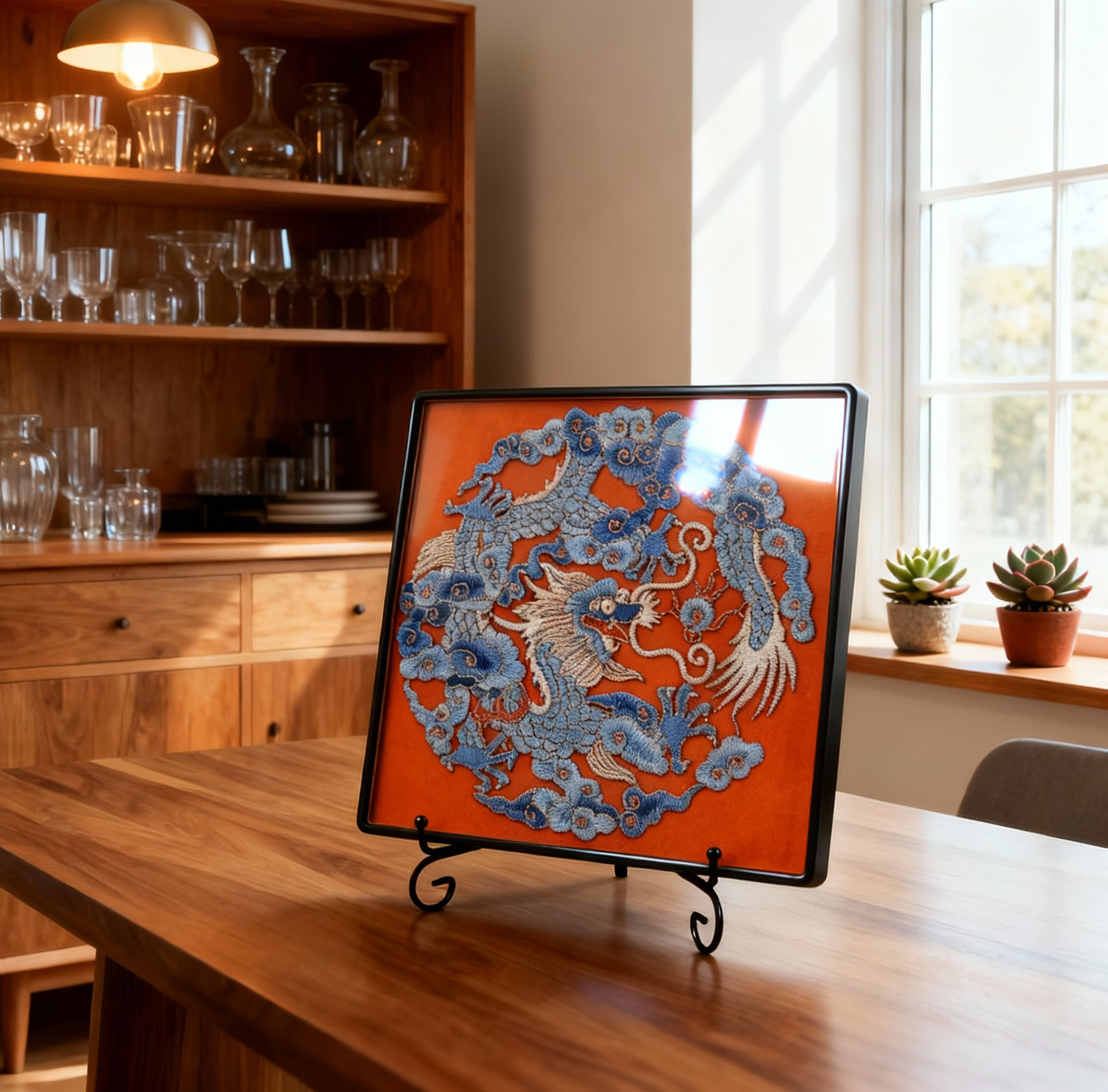 Embroidered tray/decorative painting, gift for wife