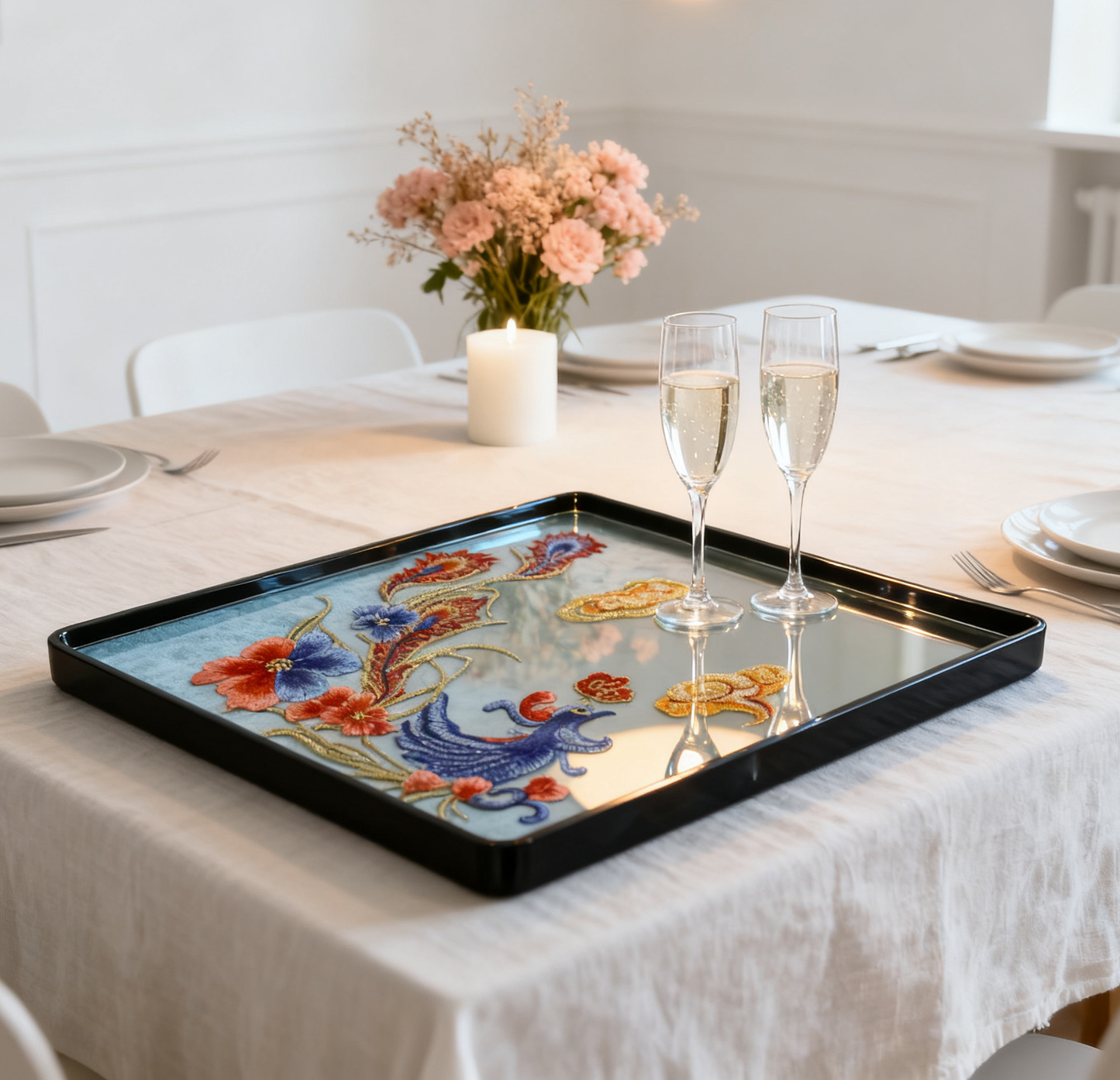 Embroidered tray/decorative painting, gift for grandma