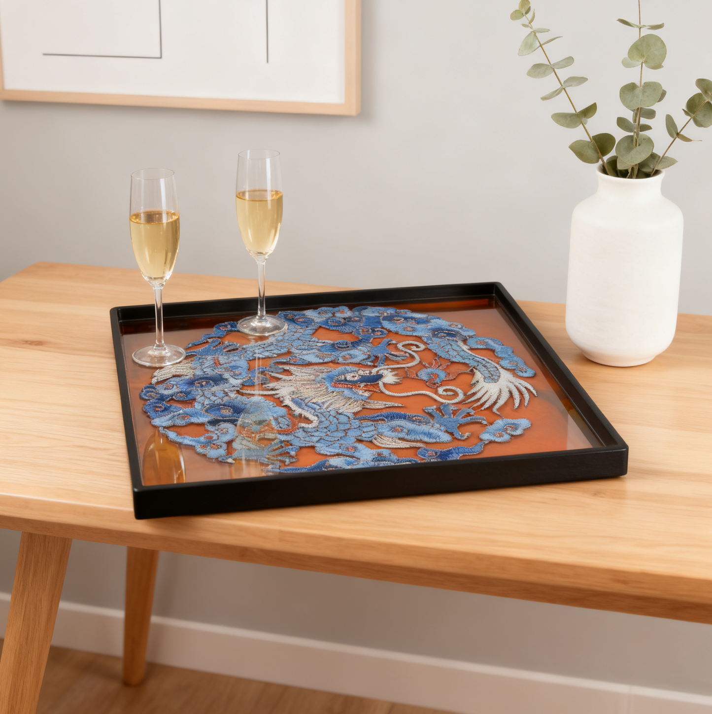 Embroidered tray/decorative painting, gift for wife