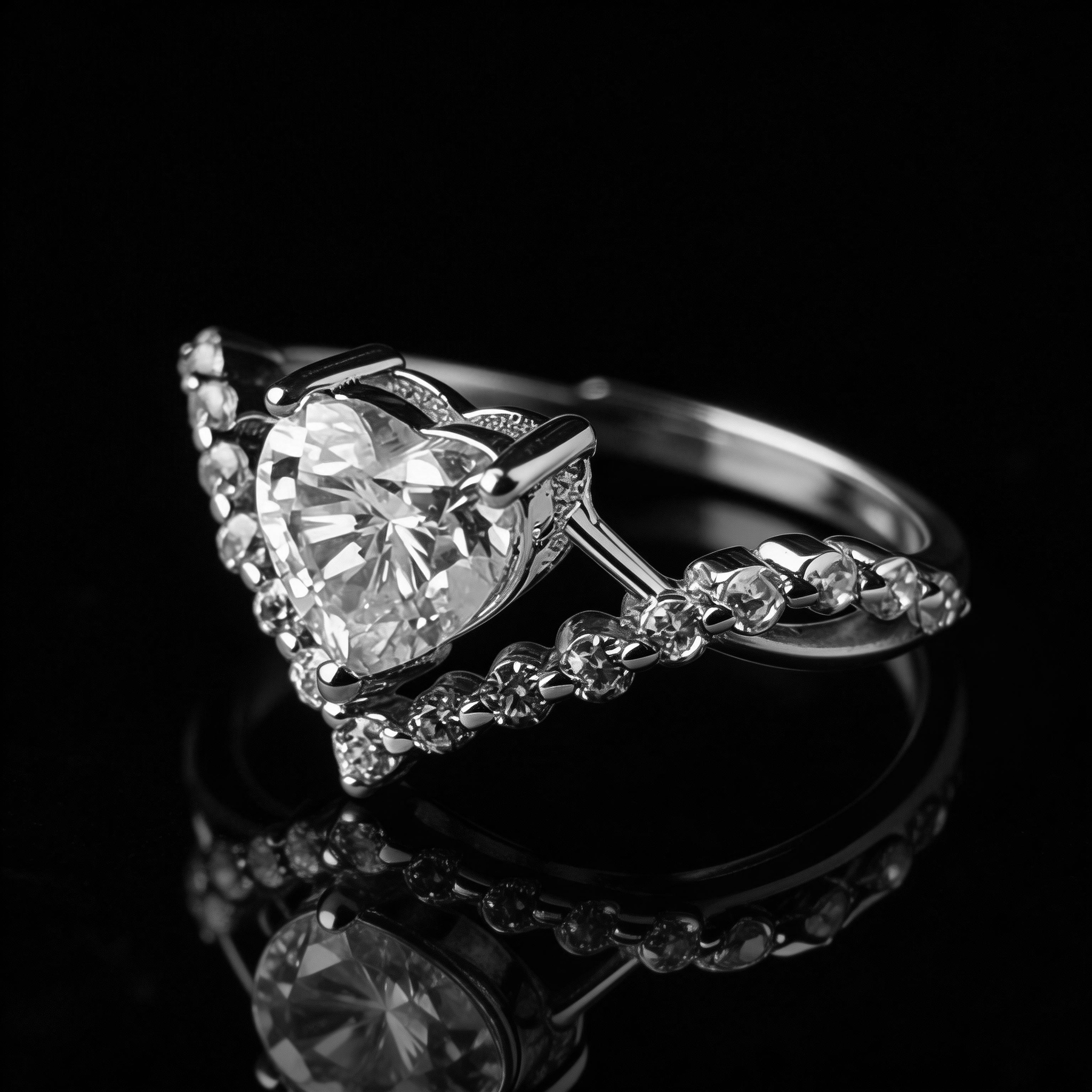Heart-shaped moissanite engagement ring