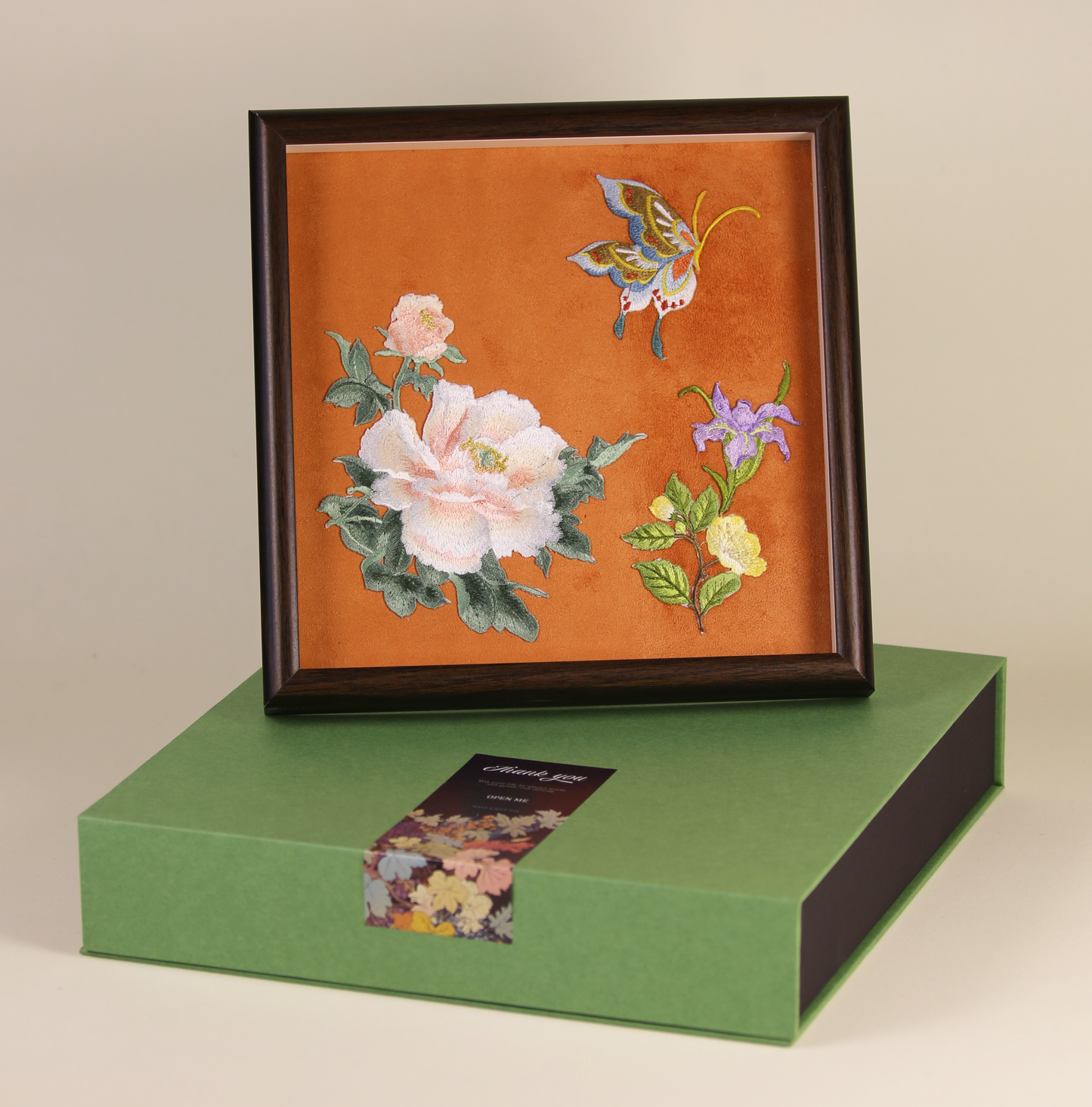 Suede embroidery painting gift box, gift for mother, decorative artwork