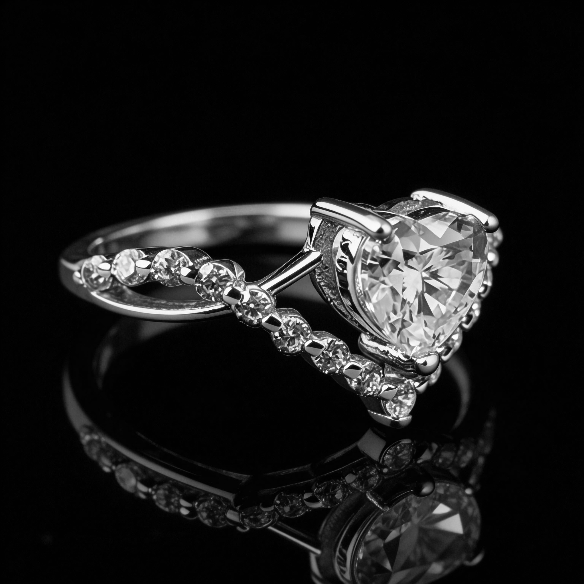 Heart-shaped moissanite engagement ring