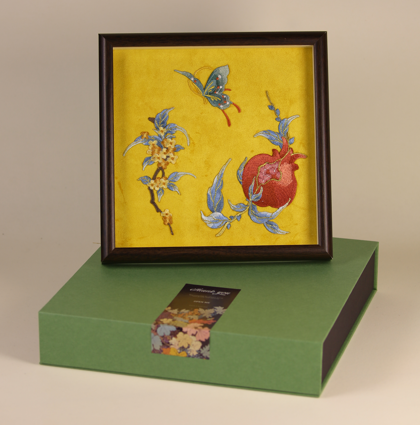 Suede embroidery painting gift box, gift for grandma, decorative artwork